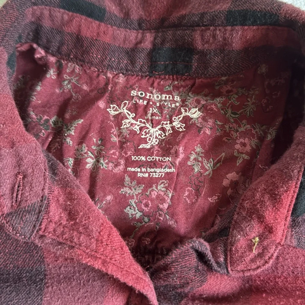 Sonoma Red and Black Button Down Shirt - Picture 4 of 5